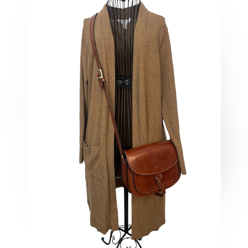 Long camel cardigan size L
